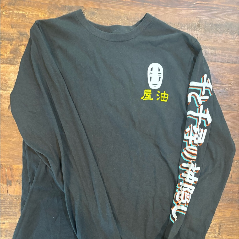 Studio Ghibli Black Long Sleeve Tee with Sleeve Text